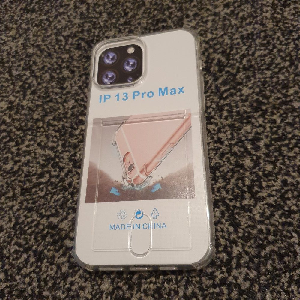 Card Slot Cushion Corners TPU Case for iPhone 13 Pro Max – Clear
