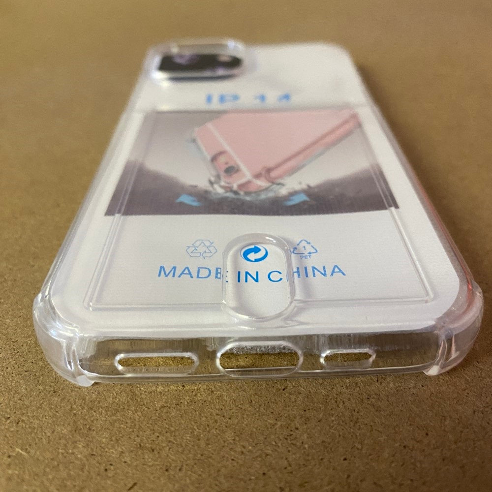 Card Slot Cushion Corners TPU Case For IPhone 14 - Clear