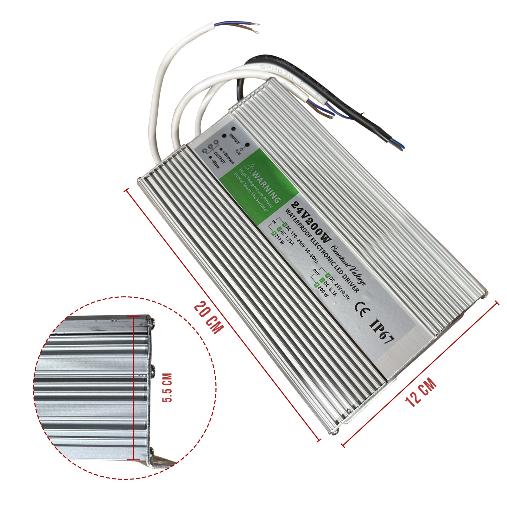 DC24V IP67 200W Waterproof LED Driver Power Supply Transformer~1226