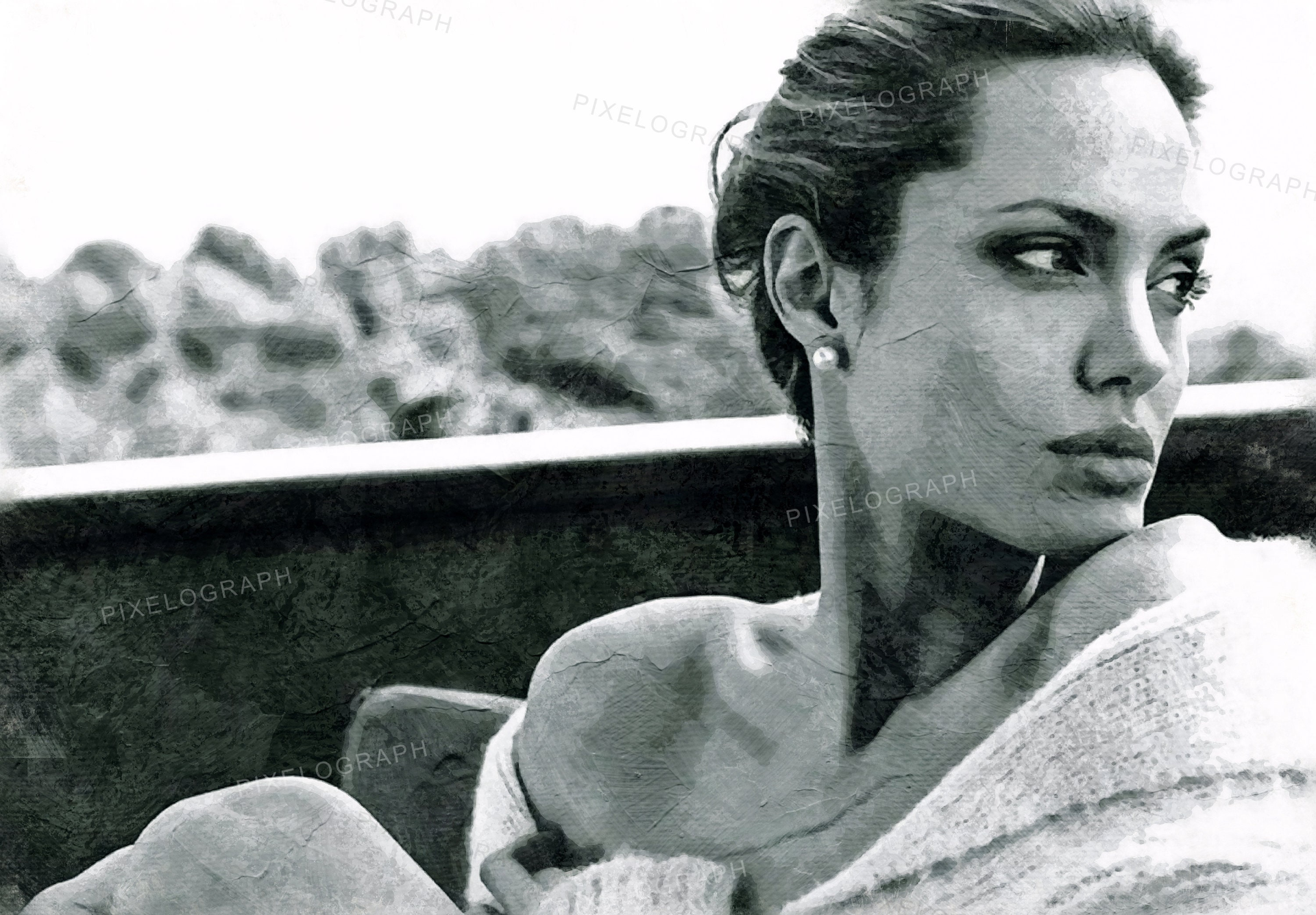 Angelina Jolie, Angelina Jolie watercolor, Angelina Jolie sketch, Angelina Jolie print,Angelina Jolie digital art, Angelina Jolie Voight