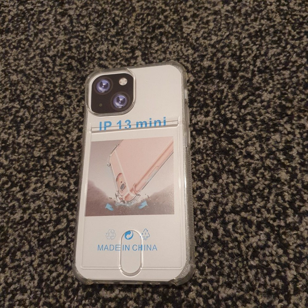 Card Slot Cushion Corners TPU Case for iPhone 13 Mini - Clear