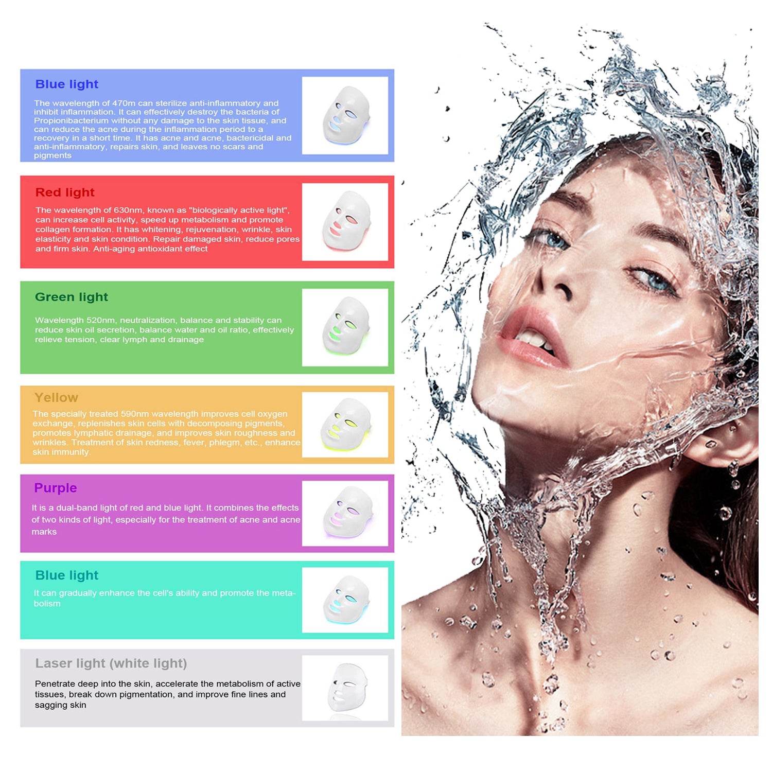 7 Colors LED Mask LED Light Photon Face Mask