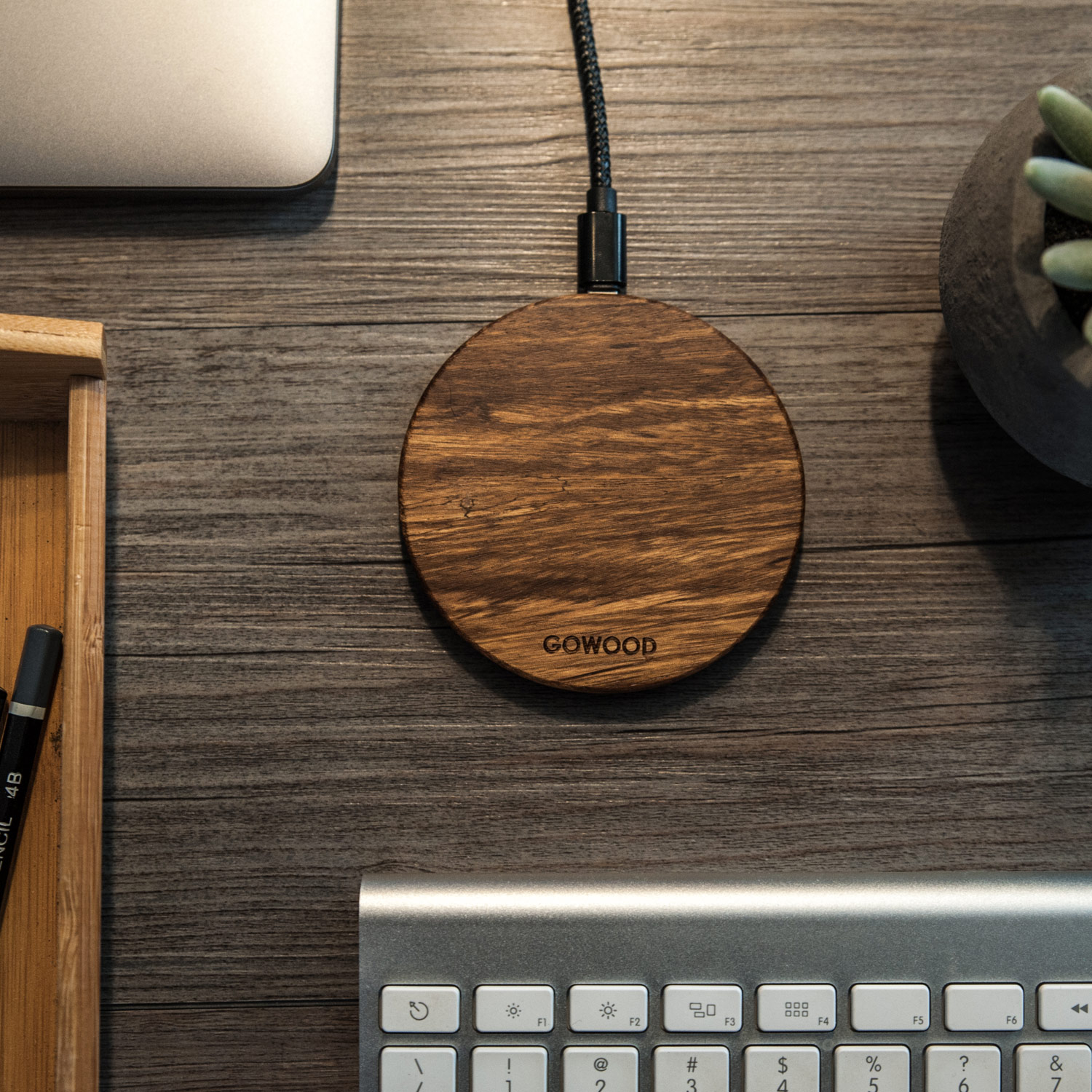 15W Fast Charge Zebra Wood Wireless Charger