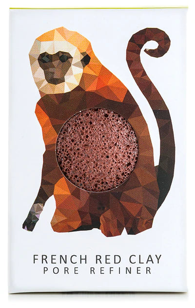 100% Pure Natural Mini Konjac Pore Refiner Sponge with Red clay - Monkey