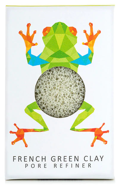 100% Pure Natural Mini Konjac Pore Refiner Sponge with French Green Clay- Tree Frog