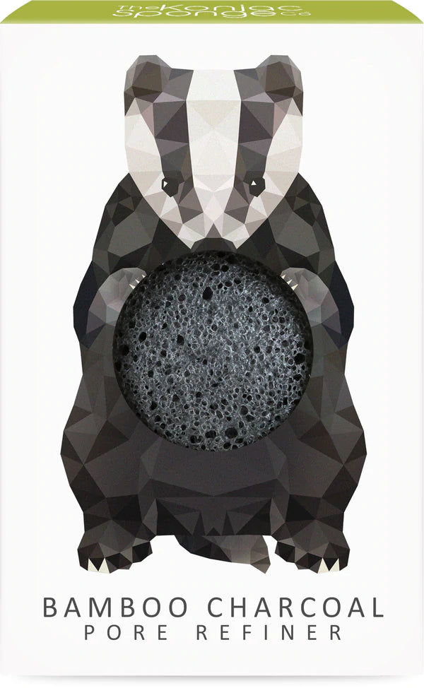 100% Pure Natural Mini Konjac Pore Refiner Sponge with Charcoal - Badger