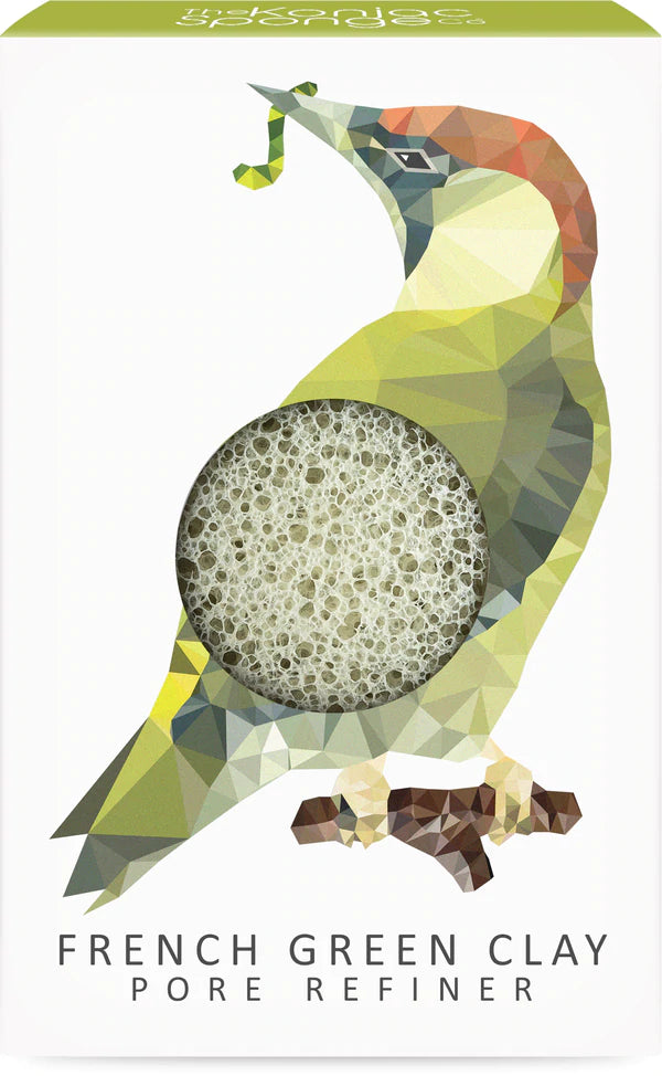 100% Pure Natural Mini Konjac Pore Refiner Sponge with French Green Clay - Woodpecker