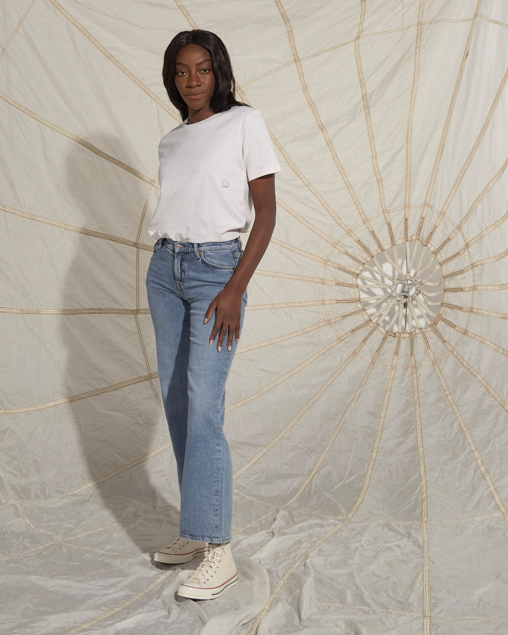 Clouds Embroidered Recycled T-Shirt White