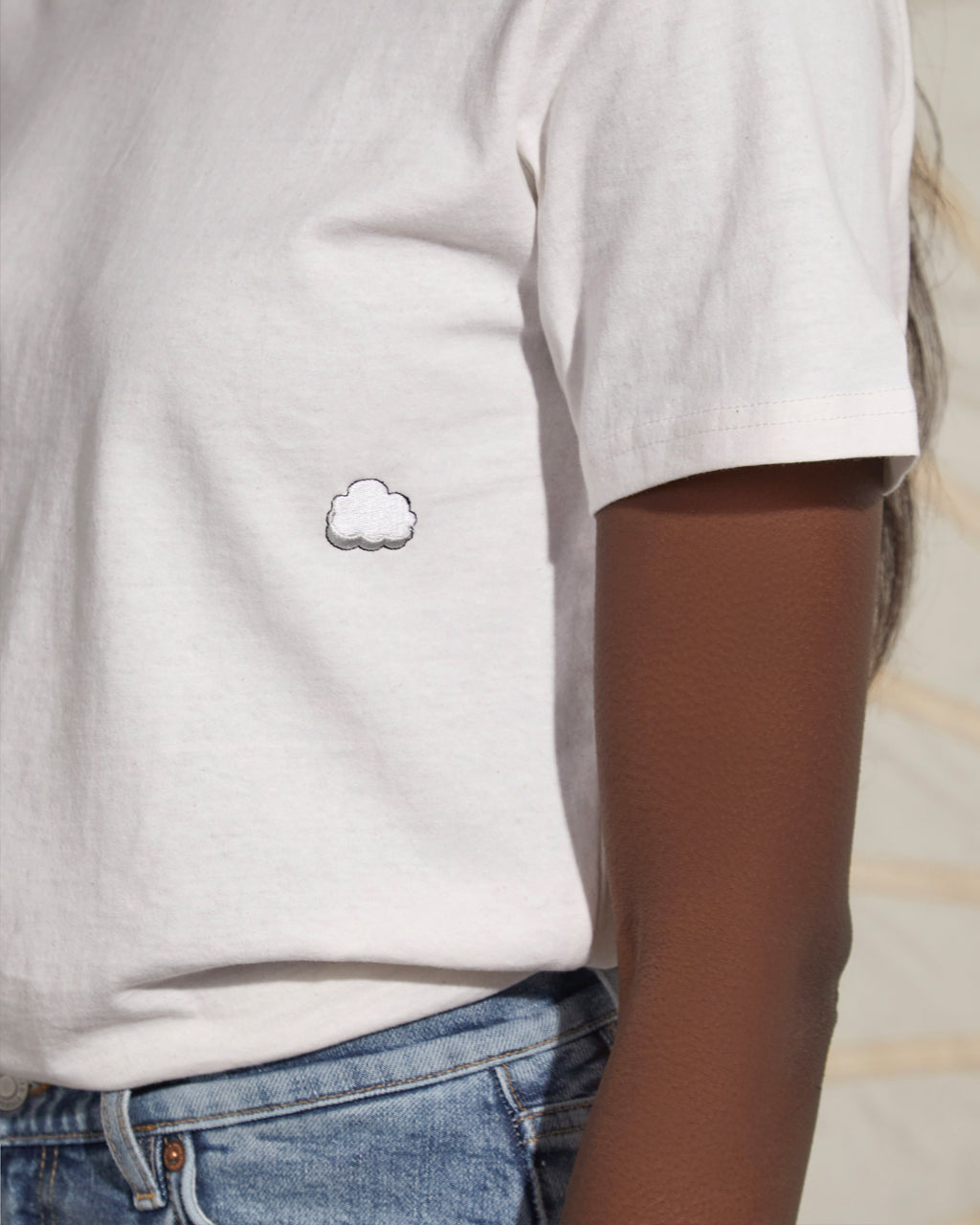 Clouds Embroidered Recycled T-Shirt White