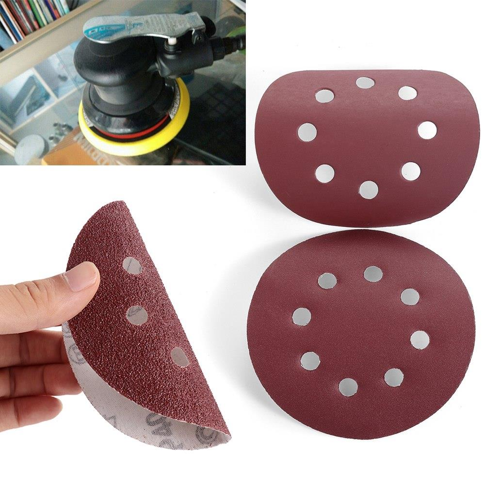 P-180 5 inch 8 Hole Sanding Discs Grind Paper Sanding Disc~2346