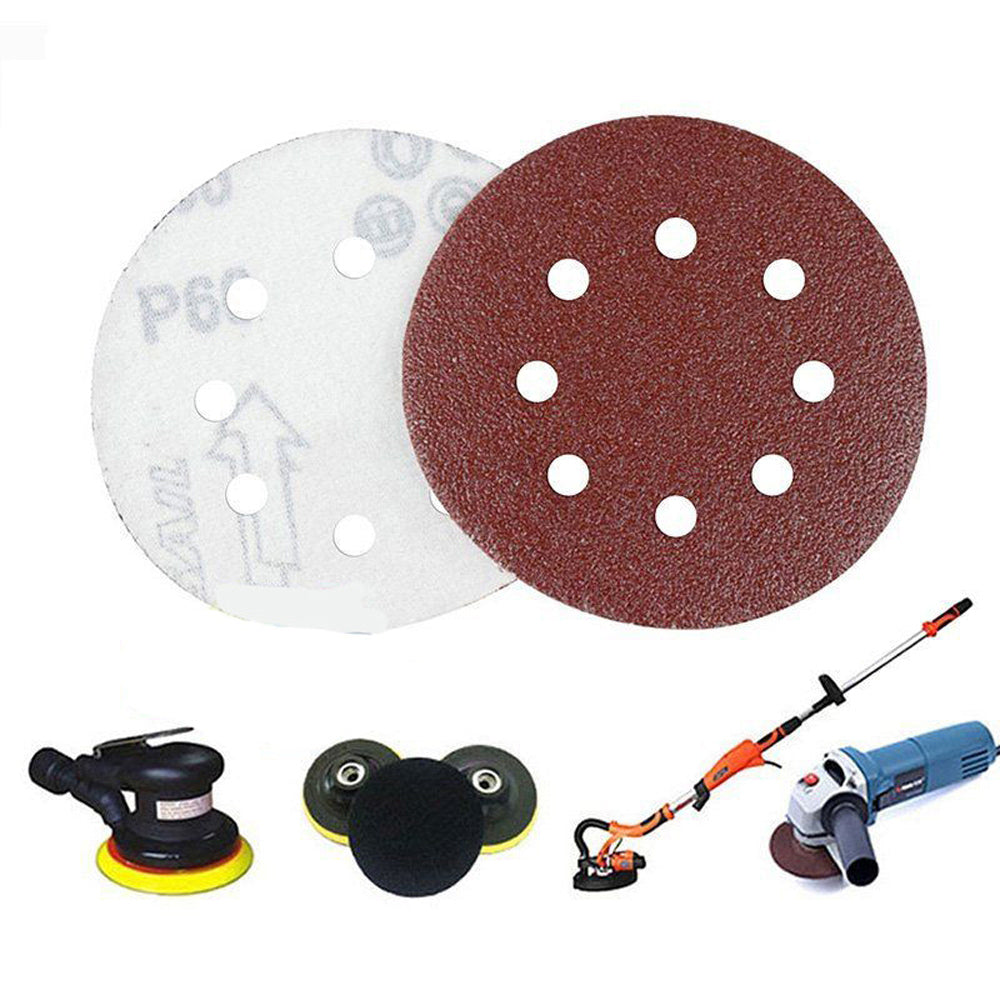 P-180 5 inch 8 Hole Sanding Discs Grind Paper Sanding Disc~2346