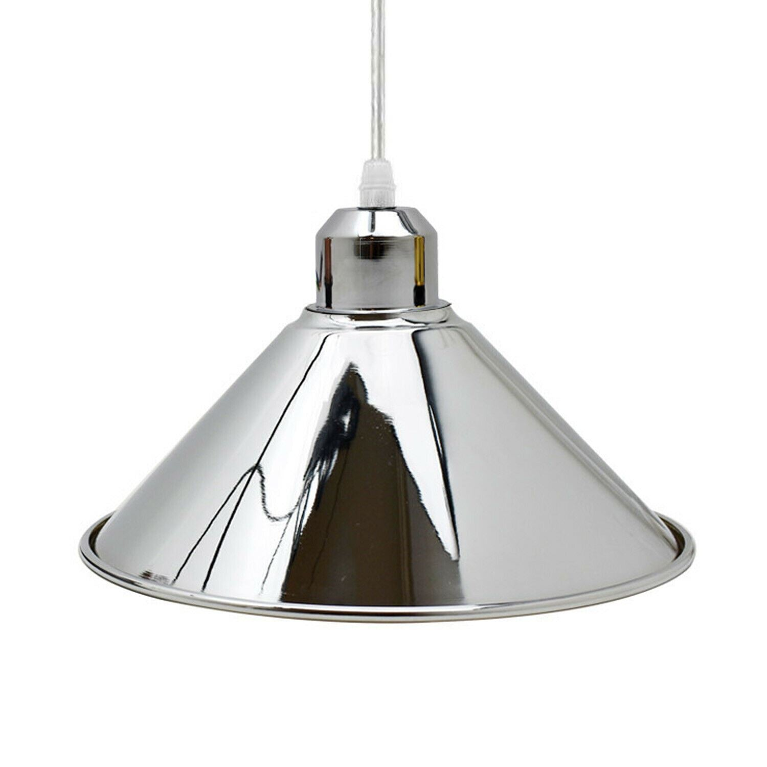 Modern Industrial Chrome 3 Way Ceiling Pendant Light Metal Cone Shape Shade Indoor Hanging Lighting For Bedroom, Dining Room, Living Room~1183