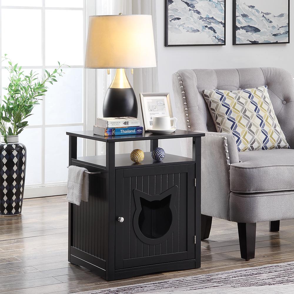Nightstand Cat House, Black