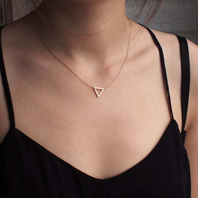 Minimalist Geometric Triangle Necklace Rose Gold