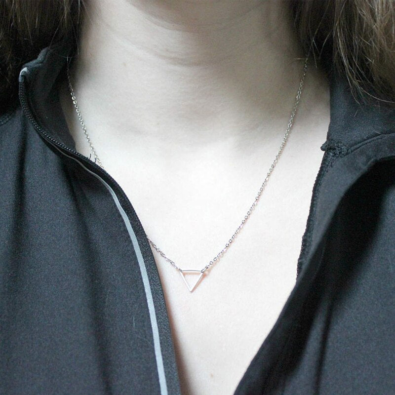Minimalist Geometric Triangle Necklace Rose Gold