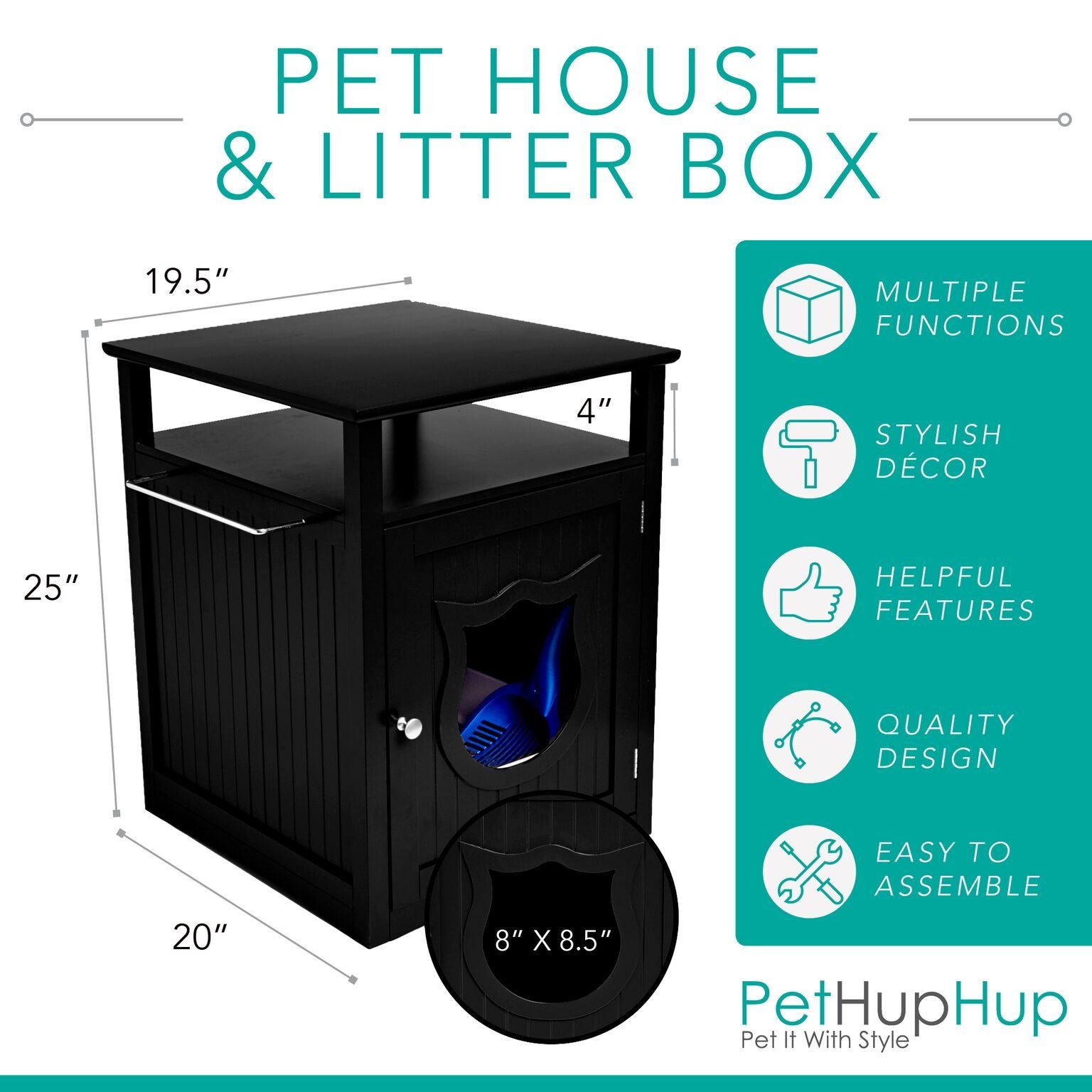 Nightstand Cat House, Black