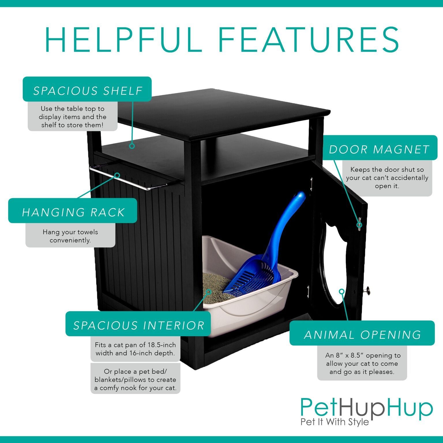 Nightstand Cat House, Black