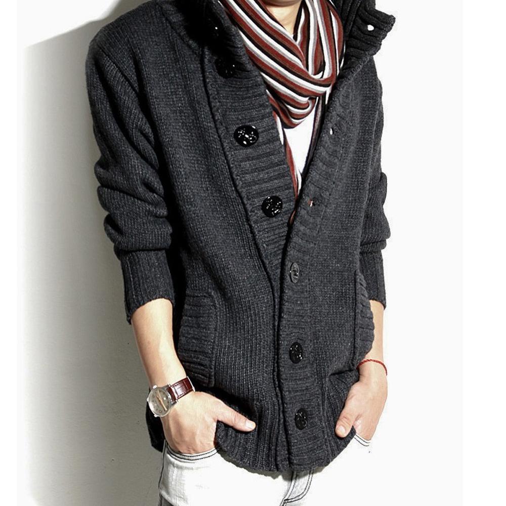 Mens High Collar Cardigan