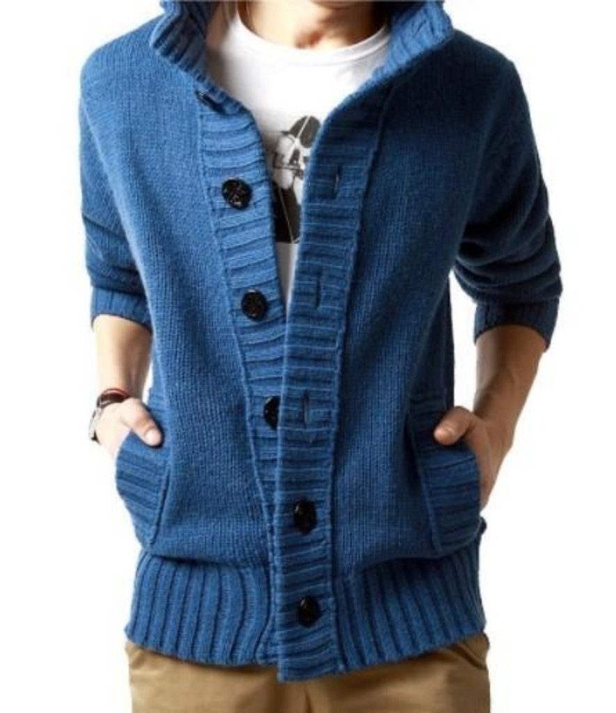 Mens High Collar Cardigan