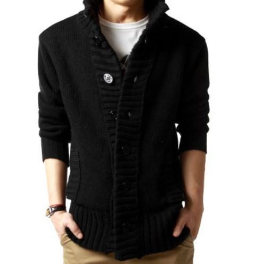 Mens High Collar Cardigan