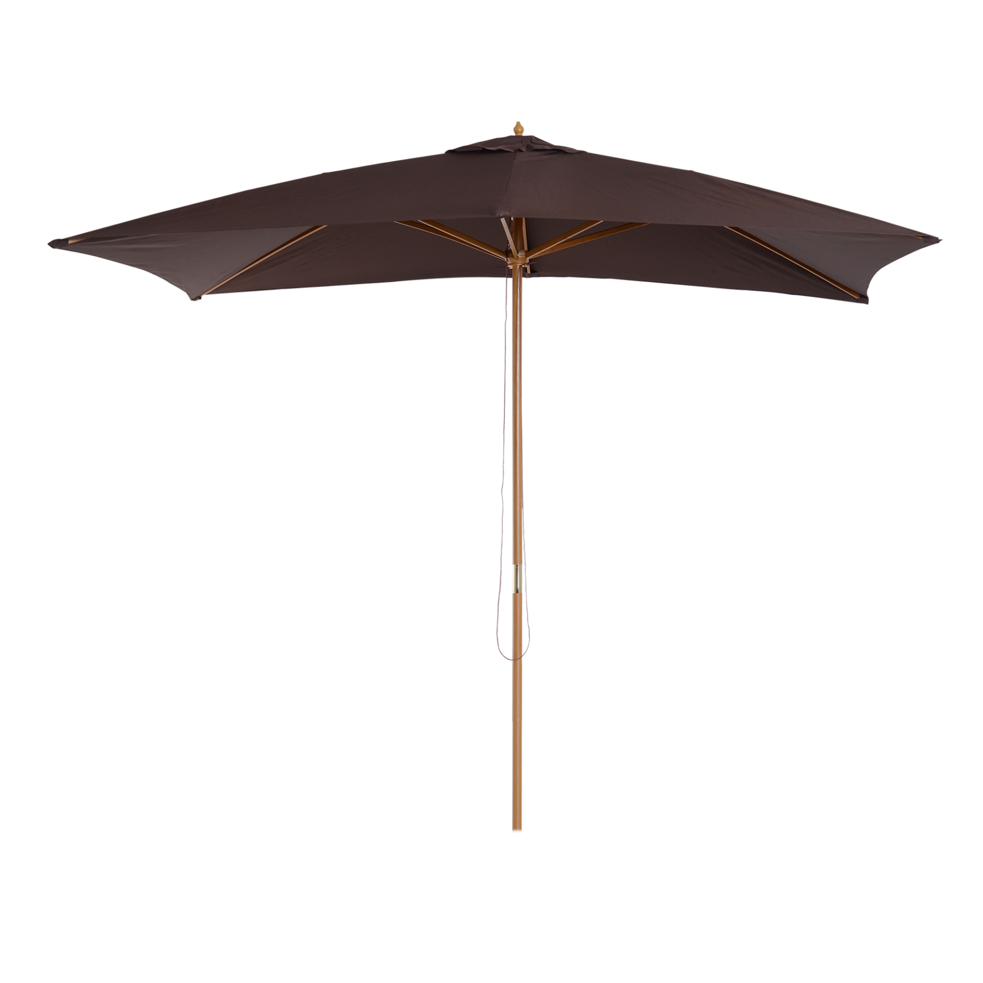 Outsunny 2 x 3m Wooden Parasol Garden Umbrellas Sun Shade Patio Outdoor Umbrella Canopy Coffee