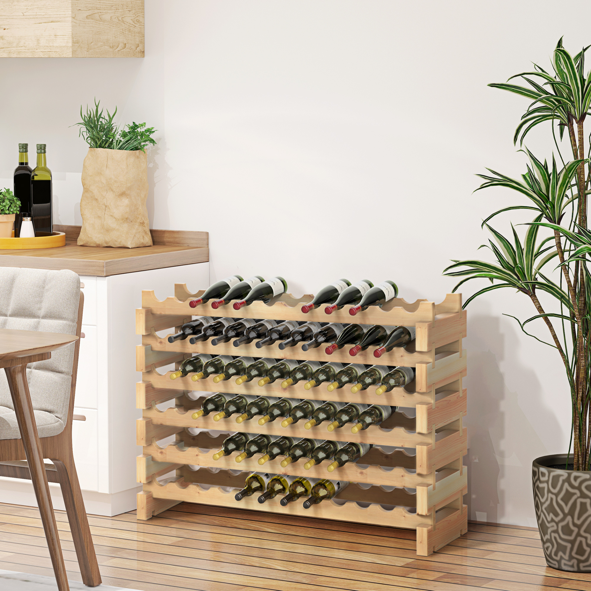 HOMCOM Wooden Wine Rack 6 Tier Shelf for 72 Bottles Shelving Storage Holder