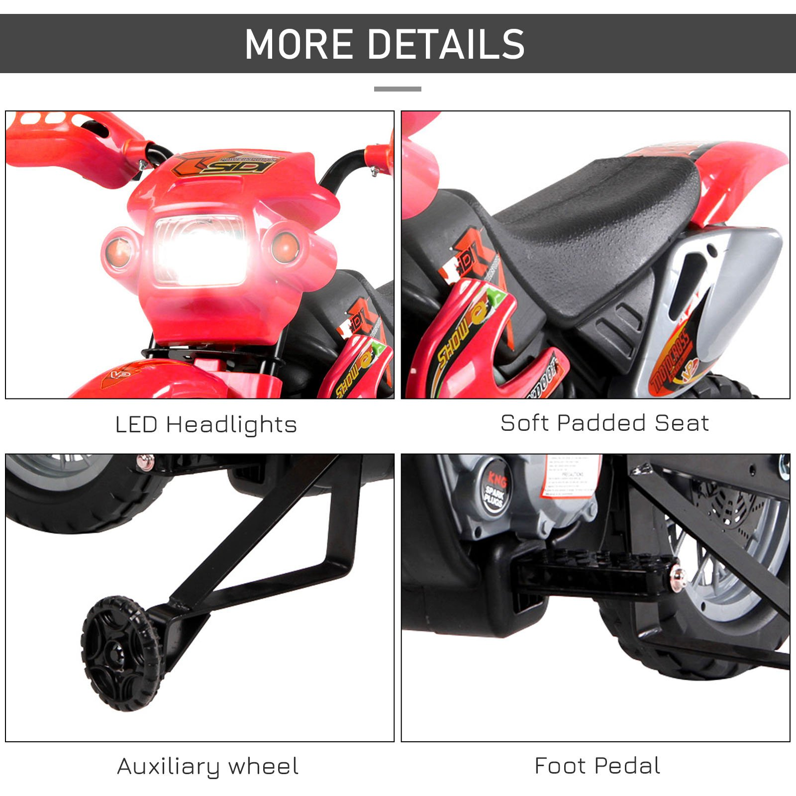 HOMCOM 6V Kids Child Electric Motorbike Ride on Motorcycle Scooter Children Toy Gift for 3-6 Years (Red)