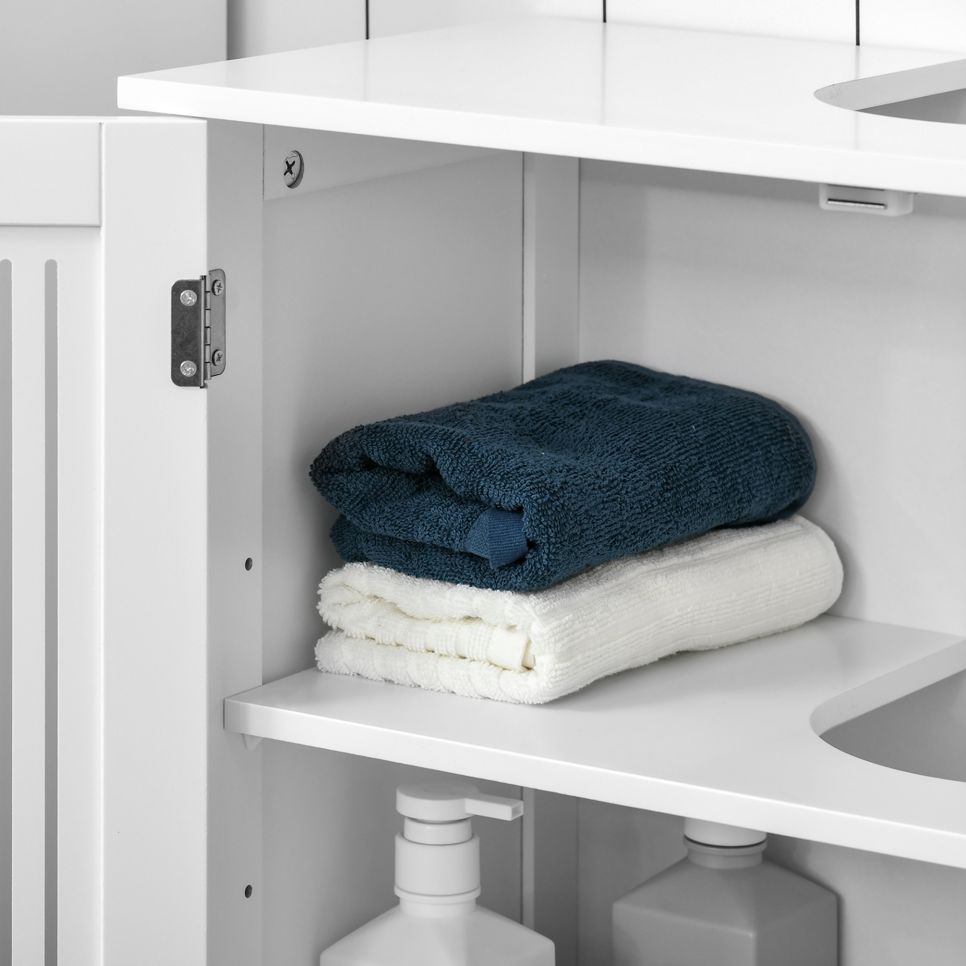 kleankin Modern Under Sink Cabinet with 2 Doors, Bathroom Vanity Unit, Pedestal Under Sink Design, Storage Cupboard with Adjustable Shelves, White