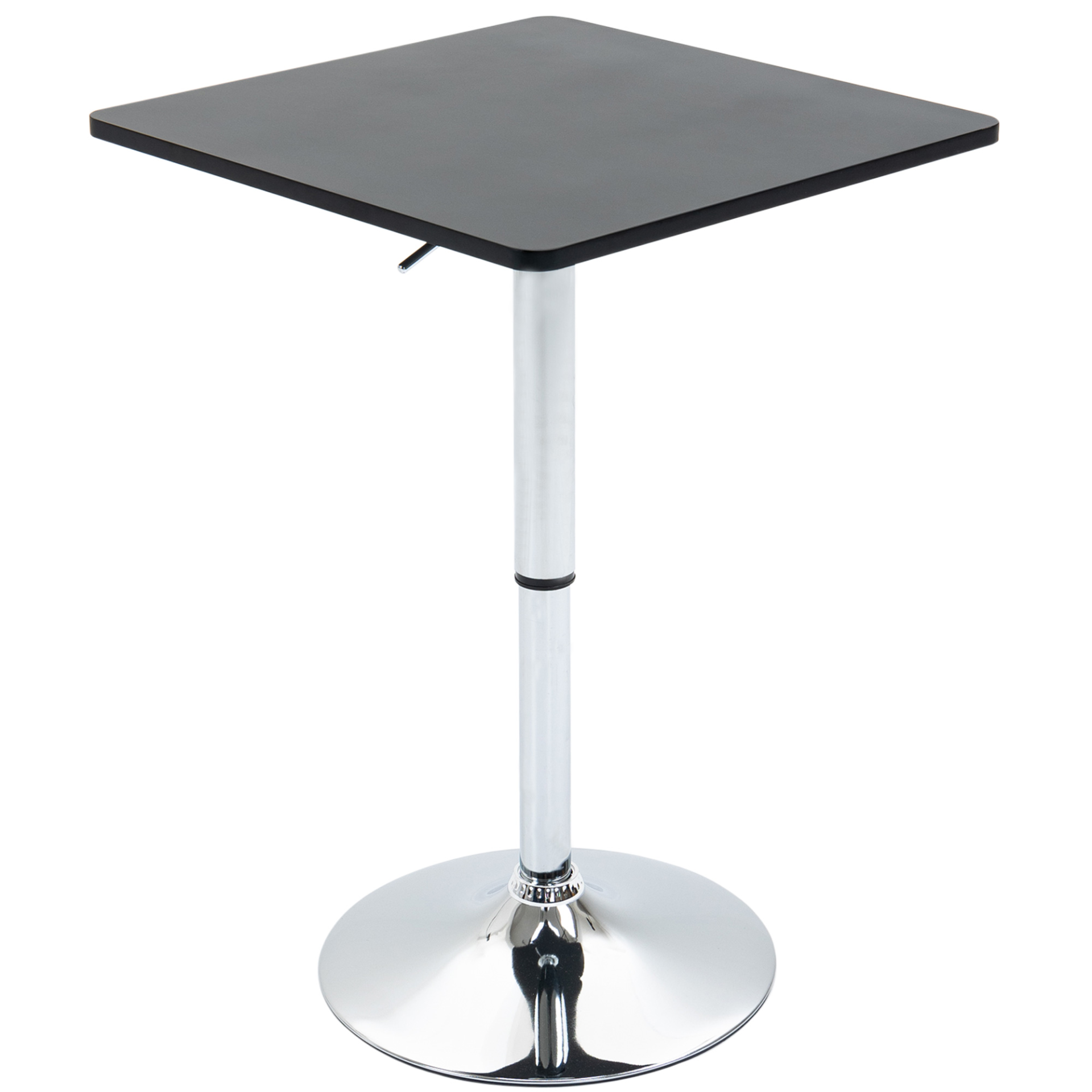 HOMCOM Modern Height Adjustable Counter Bar Table with 360° Swivel Tabletop and Electroplating Metal Base, Pub Desk for Living Room, Kitchen, Restaurant, Pub, Black and Silver