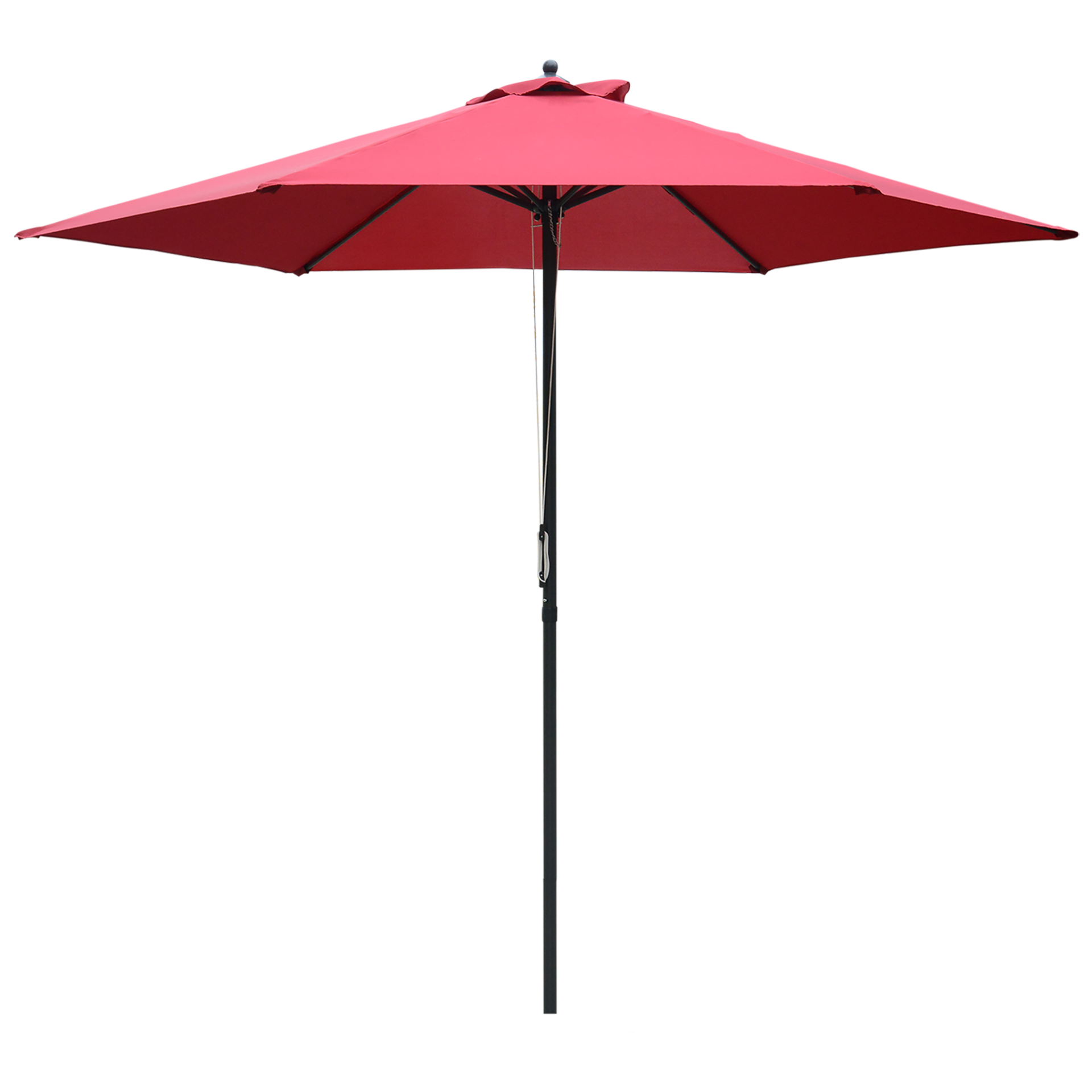 Outsunny 2.8m Patio Parasols Umbrellas Outdoor 6 Ribs Sunshade Canopy Manual Push Garden Backyard Furniture, Wine Red