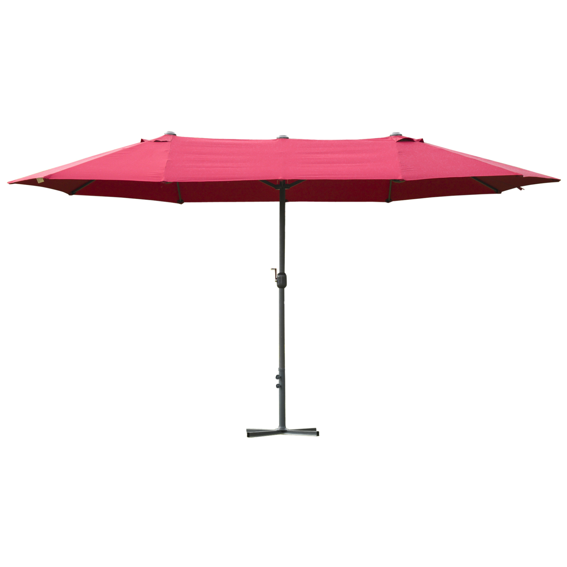 Outsunny 4.6m Garden Parasol Double-Sided Sun Umbrella Patio Market Shelter Canopy Shade Outdoor with Cross Base – Red