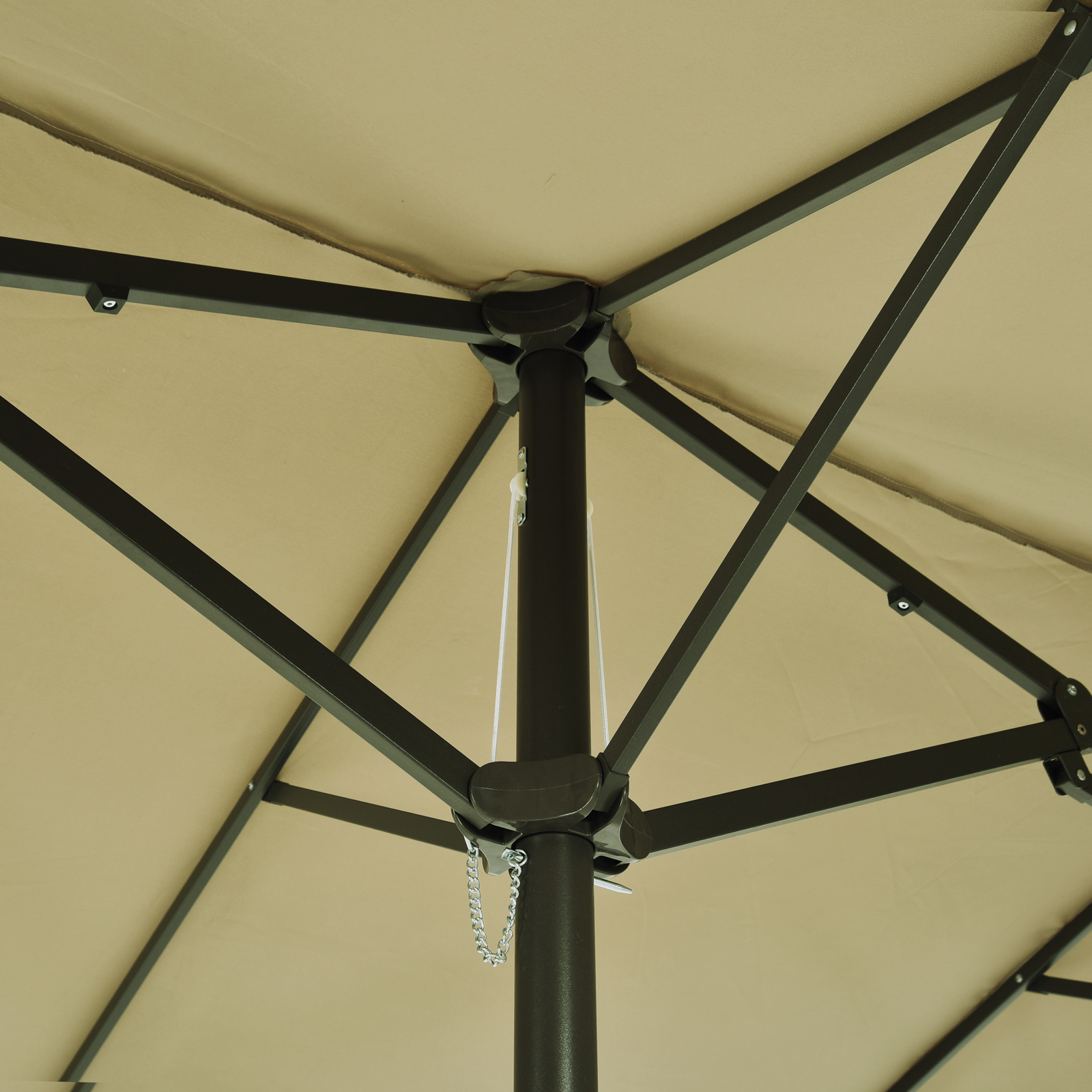 Outsunny 4.6m Garden Parasol Double-Sided Sun Umbrella Patio Market Shelter Canopy Shade Outdoor Tan - NO BASE
