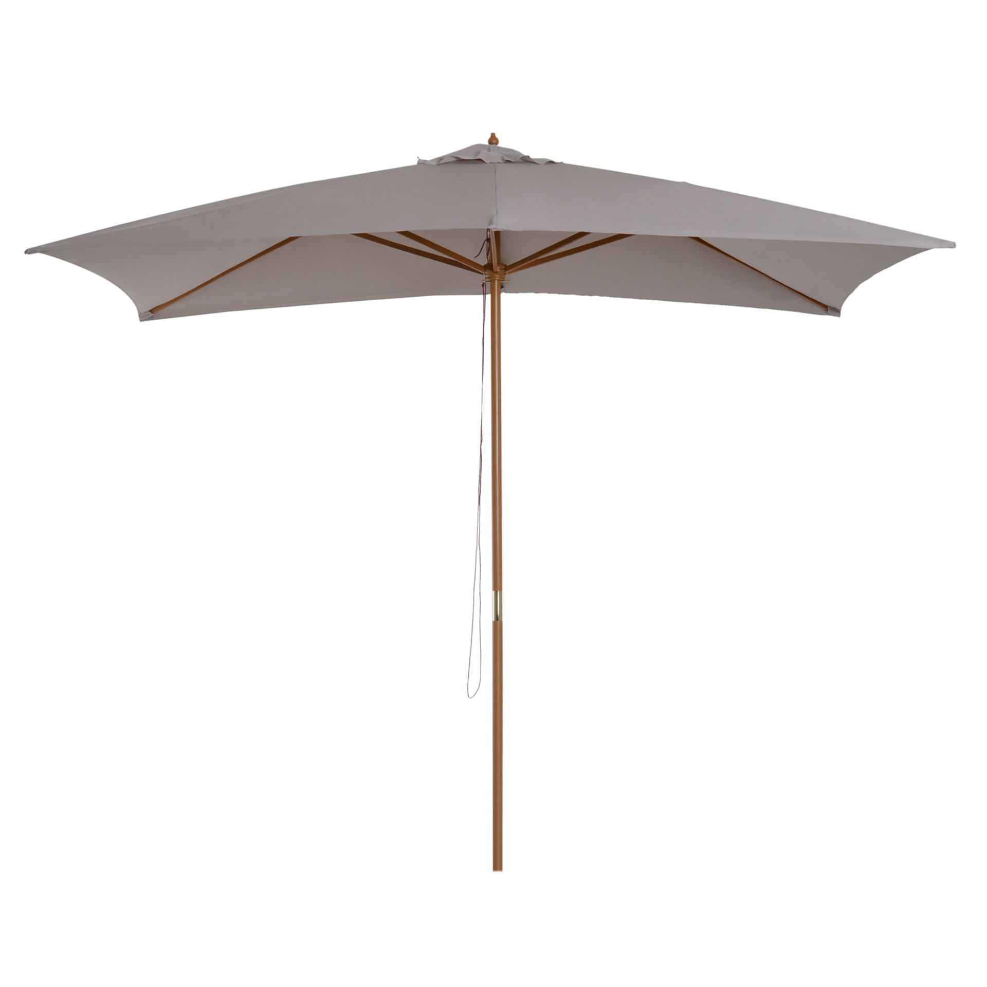 Outsunny 2 x 3m Wooden Parasol Garden Umbrellas Sun Shade Patio Outdoor Umbrella Canopy Light Grey