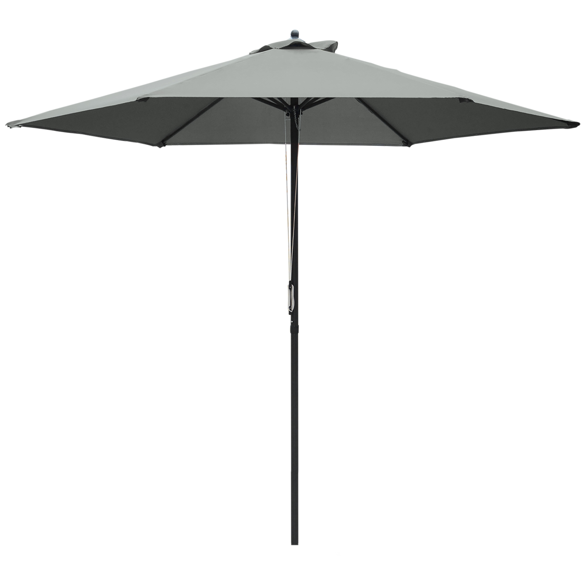 Outsunny 2.8m Patio Parasols Umbrellas Outdoor 6 Ribs Sunshade Canopy Manual Push Garden Backyard Furniture, Dark Grey