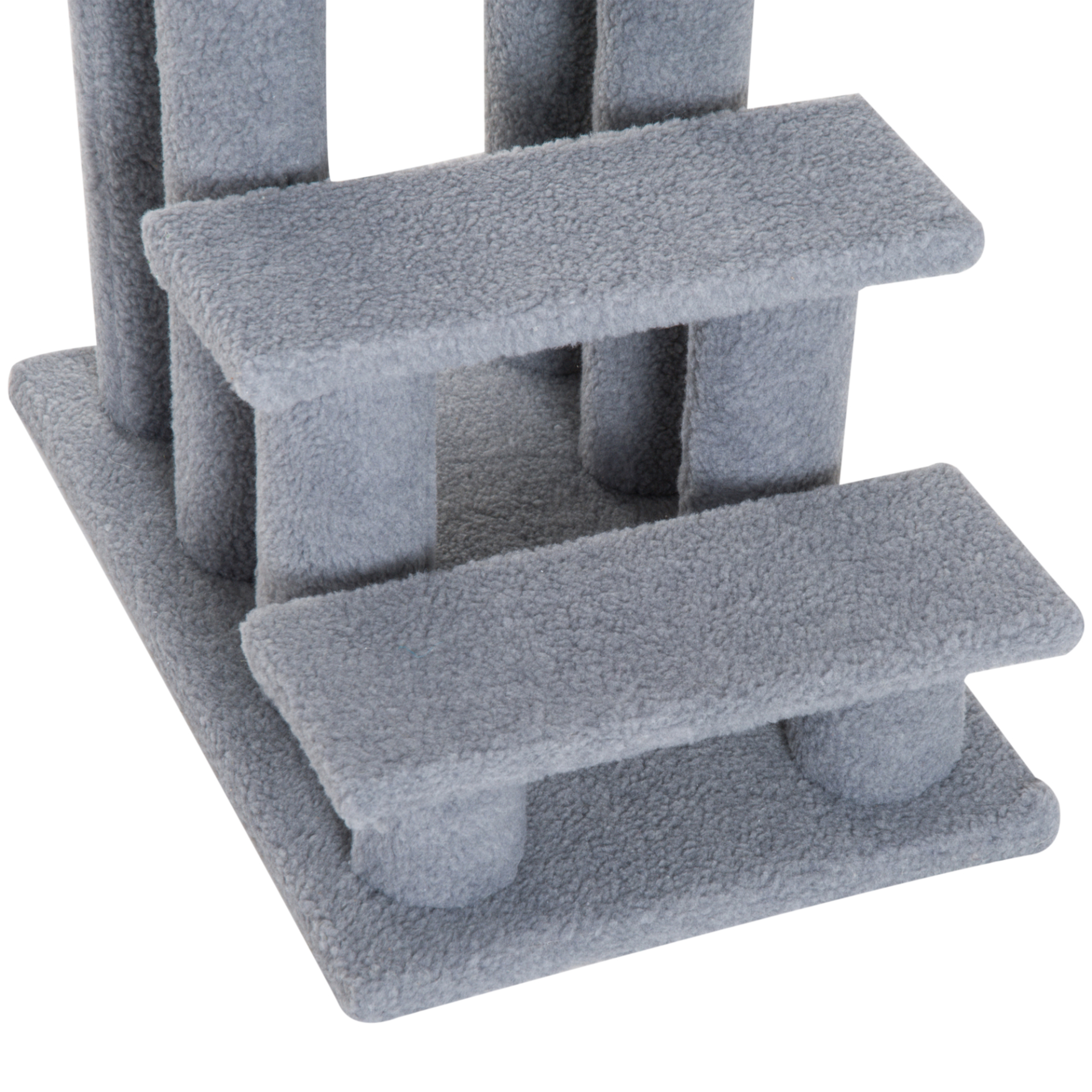 PawHut Dog Steps for Bed 4 Step Pet Stairs for Sofa Dog Cat Climb Ladder 63x43x60 cm Grey