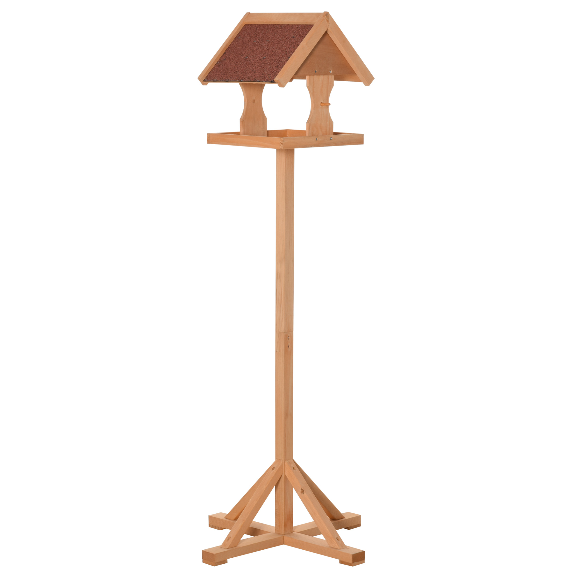PawHut Wooden Bird Table Wild Bird Feeding Station Freestanding Feeder for Garden Outdoor 55 x 55 x 144cm