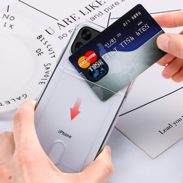 Card Slot Cushion Corners TPU Case For IPhone 14 Pro Max - Clear