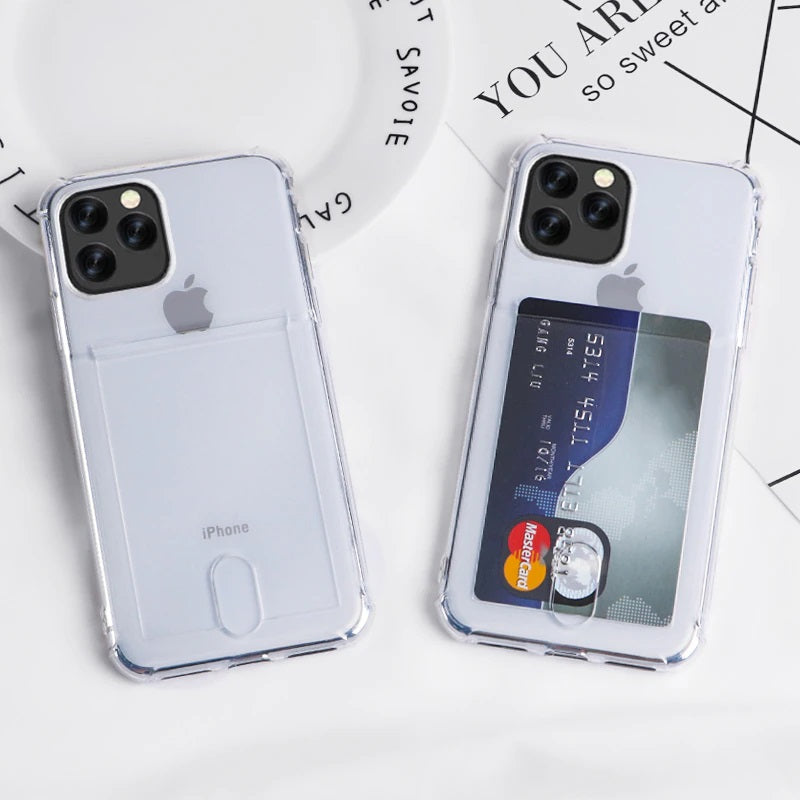 Card Slot Cushion Corners TPU Case for iPhone 13 Pro Max – Clear