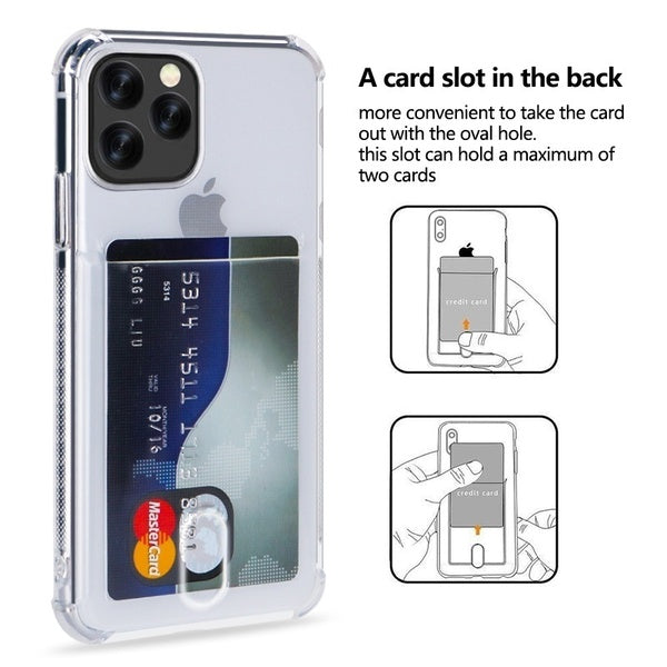 Card Slot Cushion Corners TPU Case For IPhone 14 - Clear