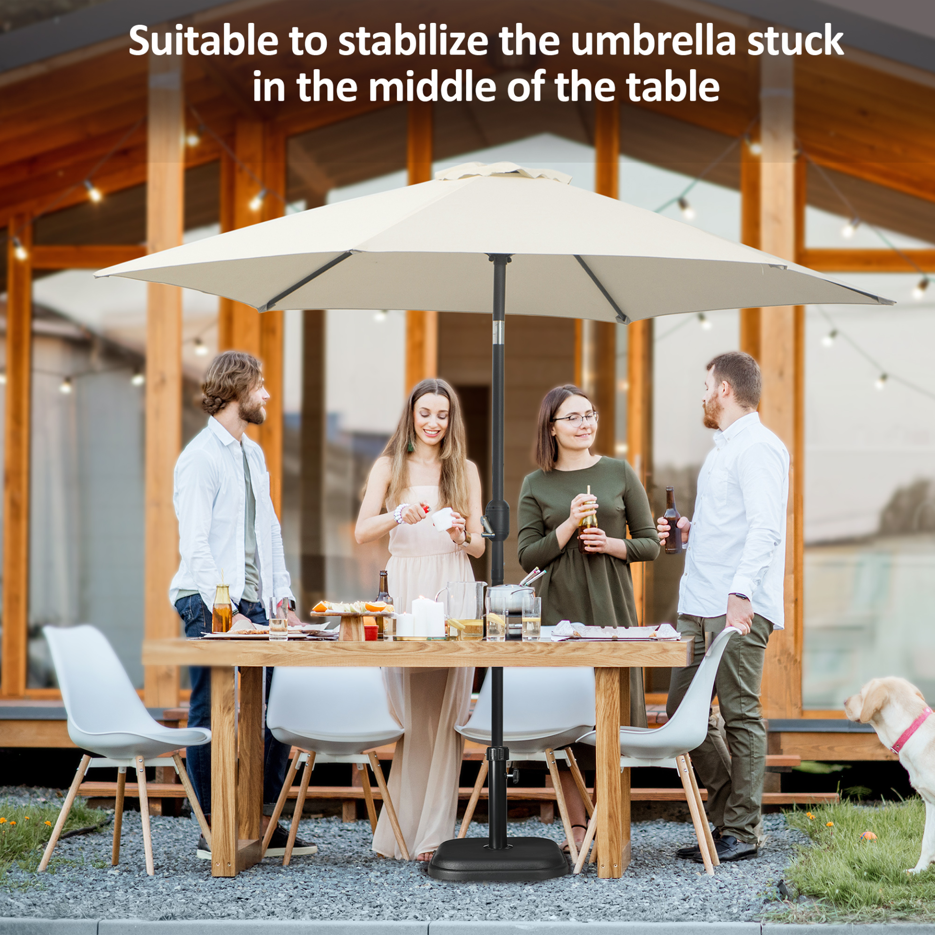Outsunny 11kg Concrete Garden Parasol Base Holder, Square Outdoor Table Umbrella Stand Weight, Black