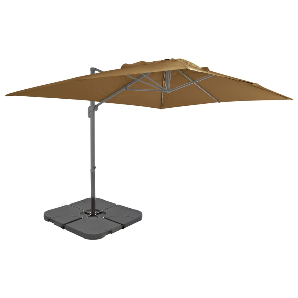 vidaXL Outdoor Umbrella with Portable Base Taupe