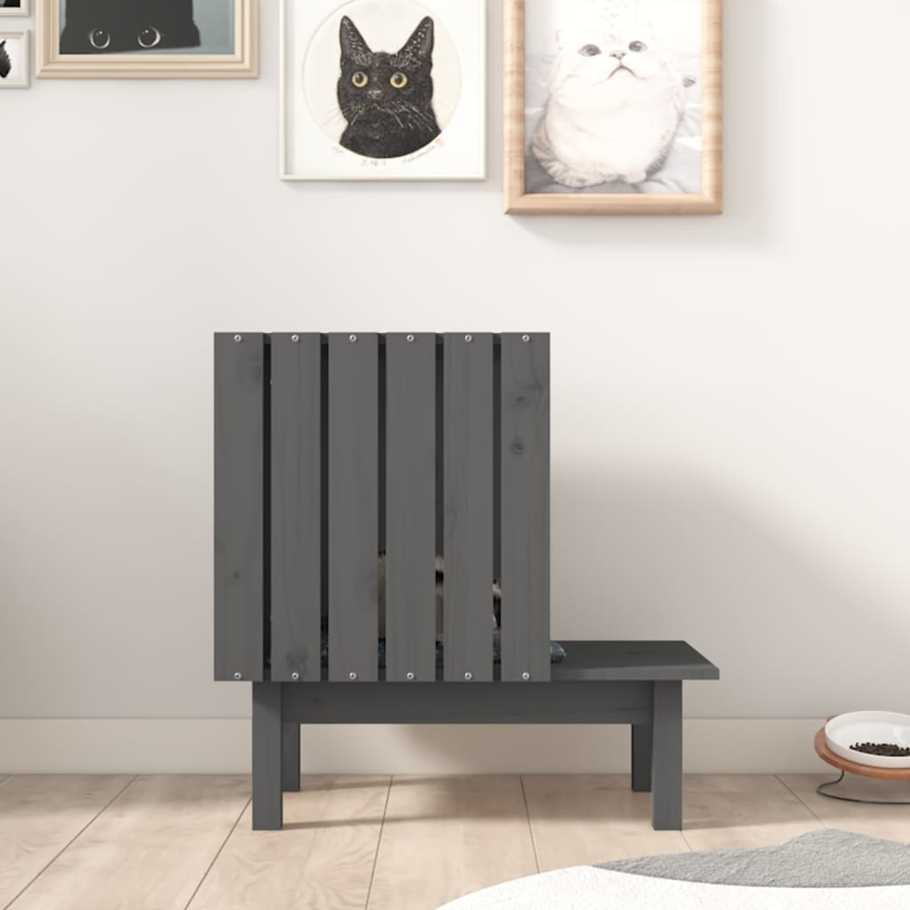 vidaXL Cat House Grey 60x36x60 cm Solid Wood Pine