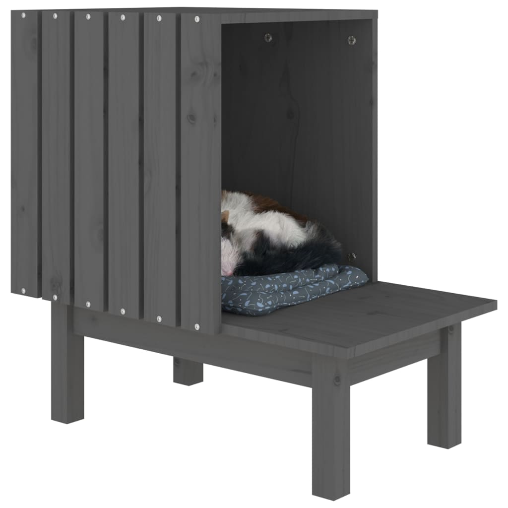 vidaXL Cat House Grey 60x36x60 cm Solid Wood Pine