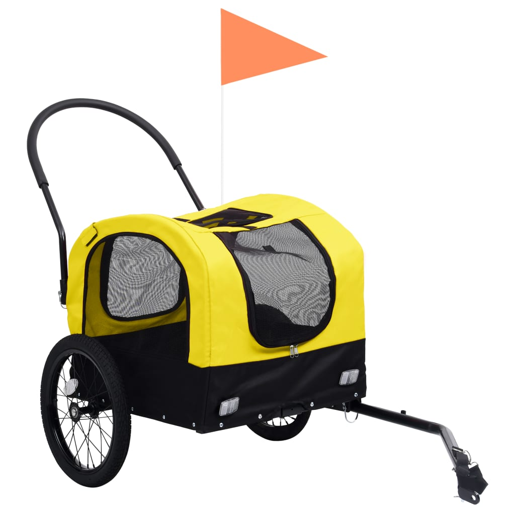 vidaXL 2-in-1 Pet Bike Trailer & Jogging Stroller Yellow and Black