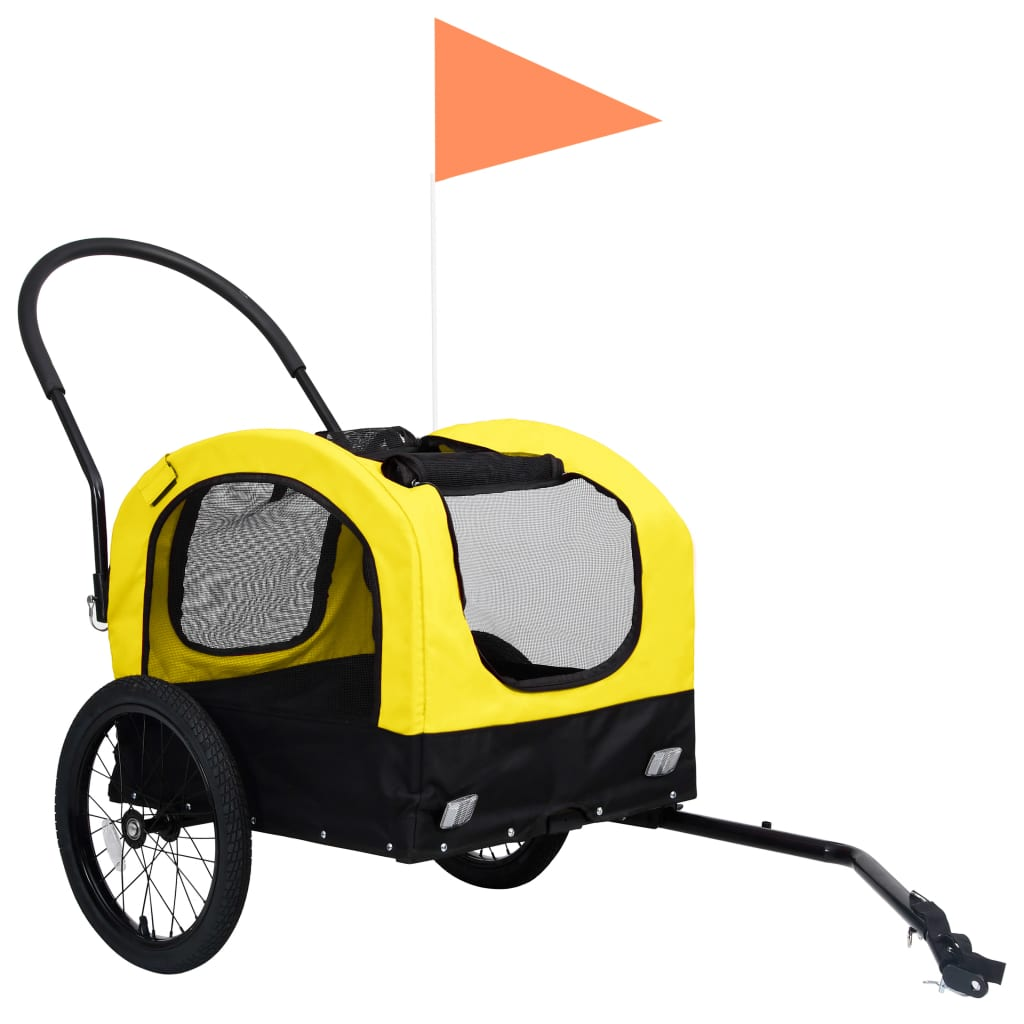 vidaXL 2-in-1 Pet Bike Trailer & Jogging Stroller Yellow and Black