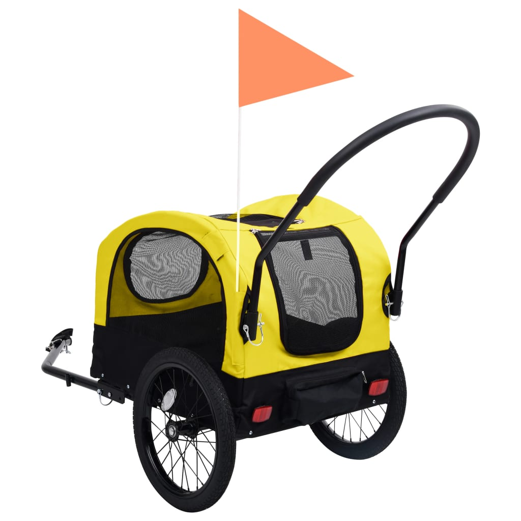 vidaXL 2-in-1 Pet Bike Trailer & Jogging Stroller Yellow and Black