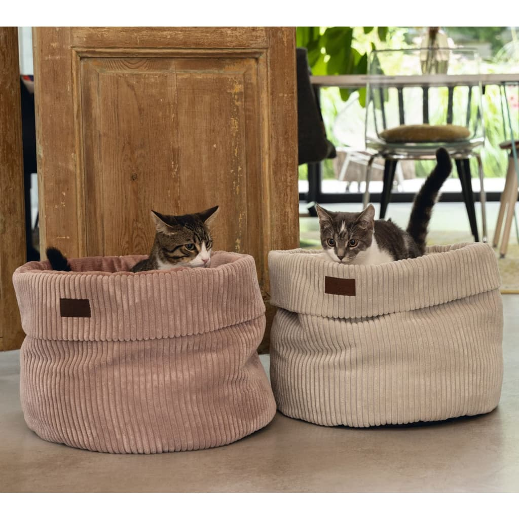 Designed by Lotte Cat Basket Ribbed Pink 50x35 cm