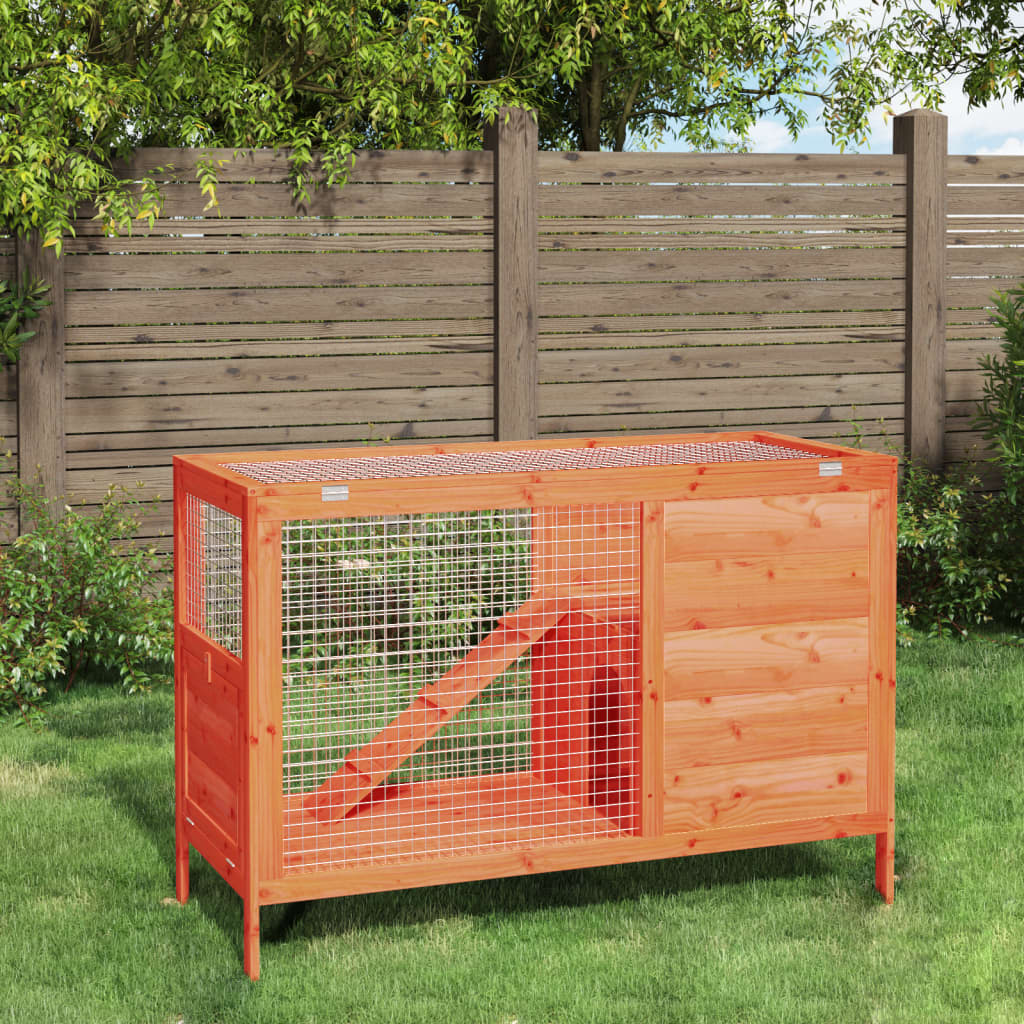 vidaXL Rabbit Hutch Brown 103x44x69.5 cm Solid Wood Pine