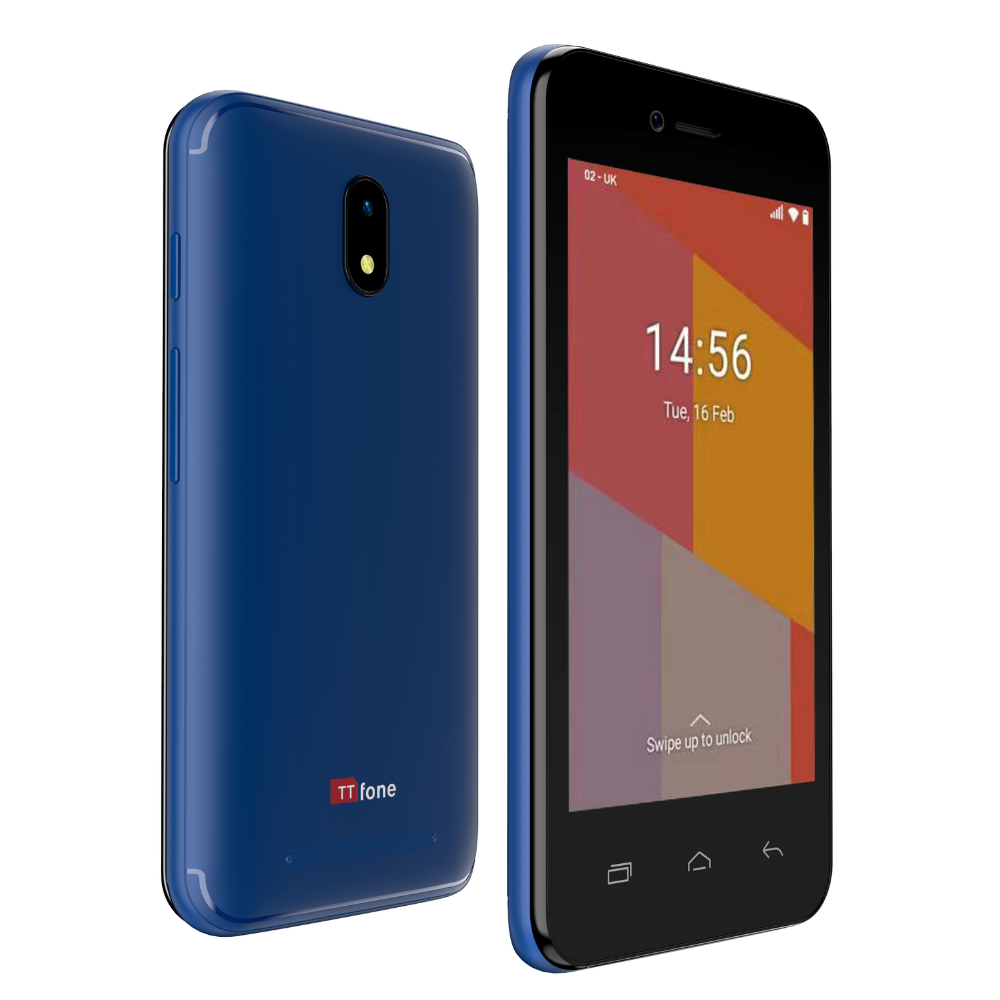 TTfone TT20 Blue Dual SIM with USB Charger, O2 Bundle Pay as you Go