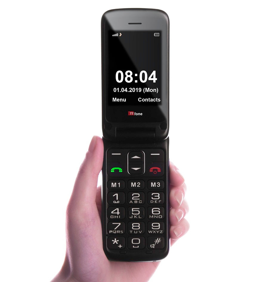 TTfone Nova TT650 Black Big Button Flip Mobile with Giff Gaff SIM Network